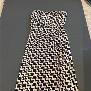 Black and White Chevron Strapless Dress